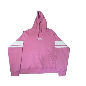 Champion Womens Powerblend Hoodie Sweatshirt 2XL Pink Pullover Front Logo